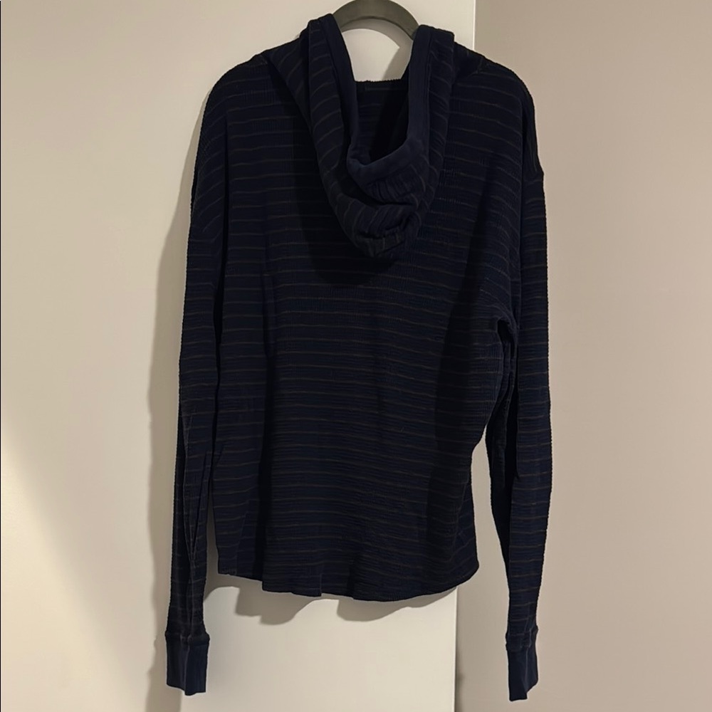 Lucky Brand Navy Thin-Stripe Long Sleeve Hooded Henley - Picture 6 of 6